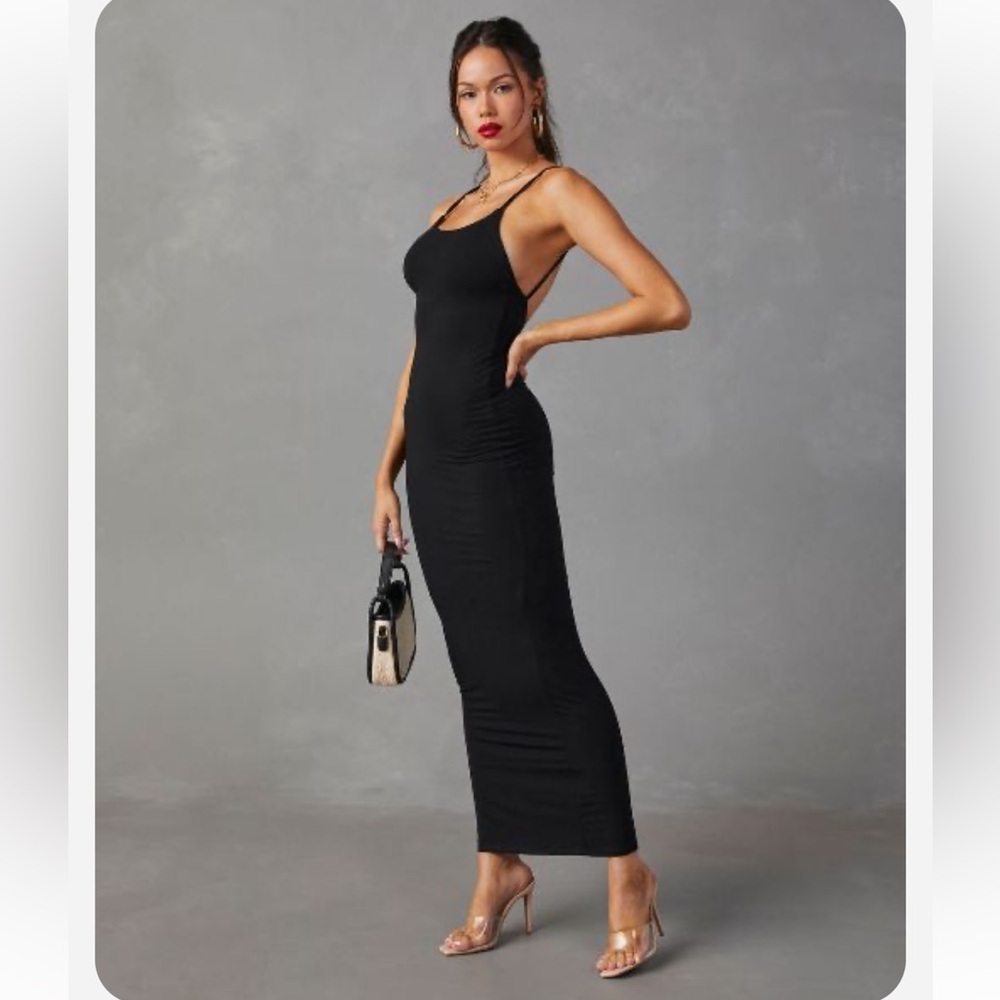 Amiah Low Back Maxi Dress - Black